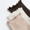 3 Pairs of Cotton Blend Quarter Socks with Curled Edge