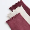 3 Pairs of Cotton Blend Quarter Socks with Curled Edge
