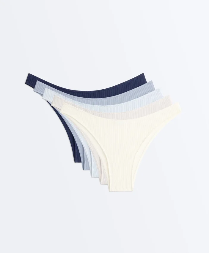 5 Cotton Rib U-Cut Brazilian Briefs 5 Cotton Rib U-Cut Brazilian Briefs