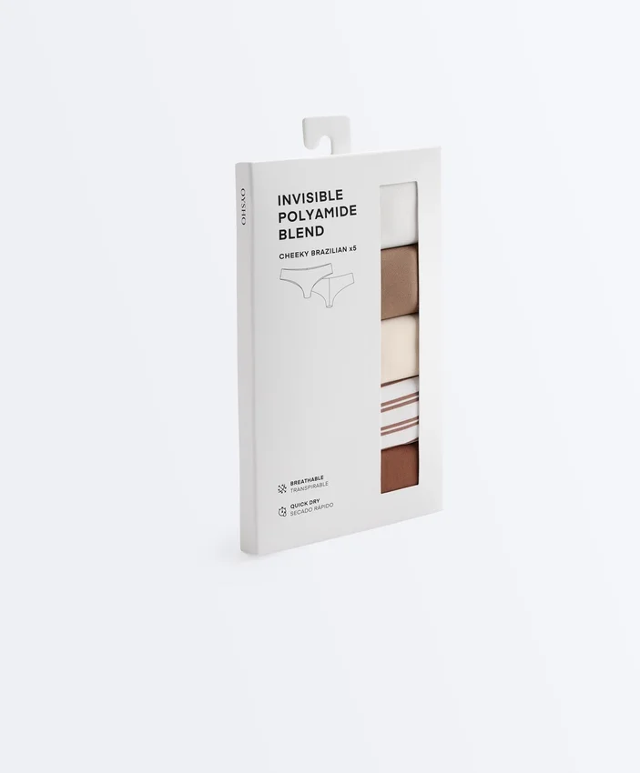 5 Invisible Laser-Cut Polyamide Blend Brazilian Briefs 5 Invisible Laser-Cut Polyamide Blend Brazilian Briefs