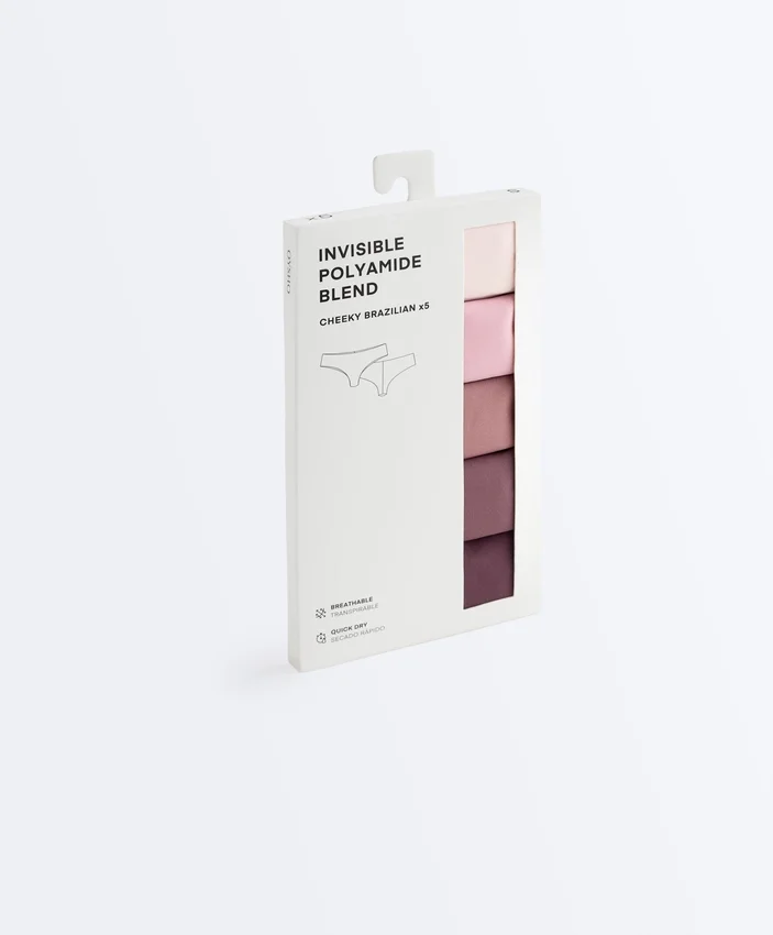 5 Invisible Polyamide Blend Brazilian Briefs 5 Invisible Polyamide Blend Brazilian Briefs