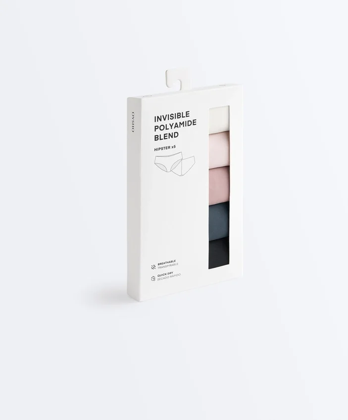5 Invisible Polyamide Blend Hipster Briefs 5 Invisible Polyamide Blend Hipster Briefs