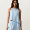 Asymmetric 100% Linen Sleeveless Top