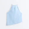 Asymmetric 100% Linen Sleeveless Top
