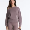 Asymmetric Neck Sweatshirt with Adjustable Waist and Soft-Touch Modal Asymmetric Neck Sweatshirt with Adjustable Waist and Soft-Touch Modal