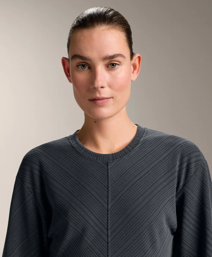 Asymmetric Stripe Sweatshirt with Modal Asymmetric Stripe Sweatshirt with Modal