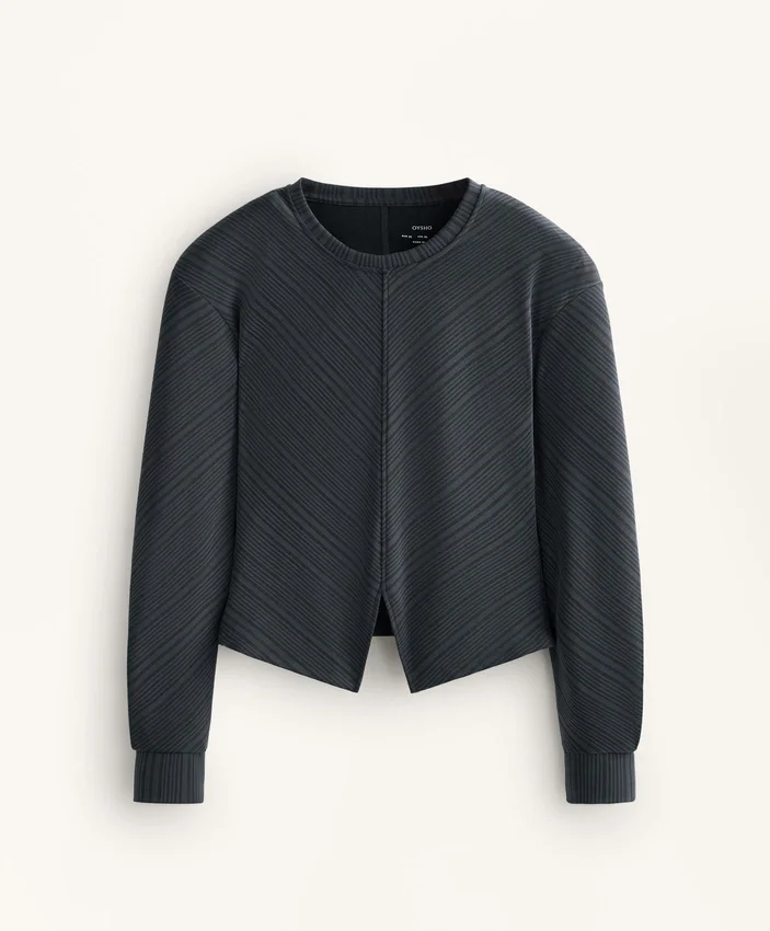 Asymmetric Stripe Sweatshirt with Modal Asymmetric Stripe Sweatshirt with Modal