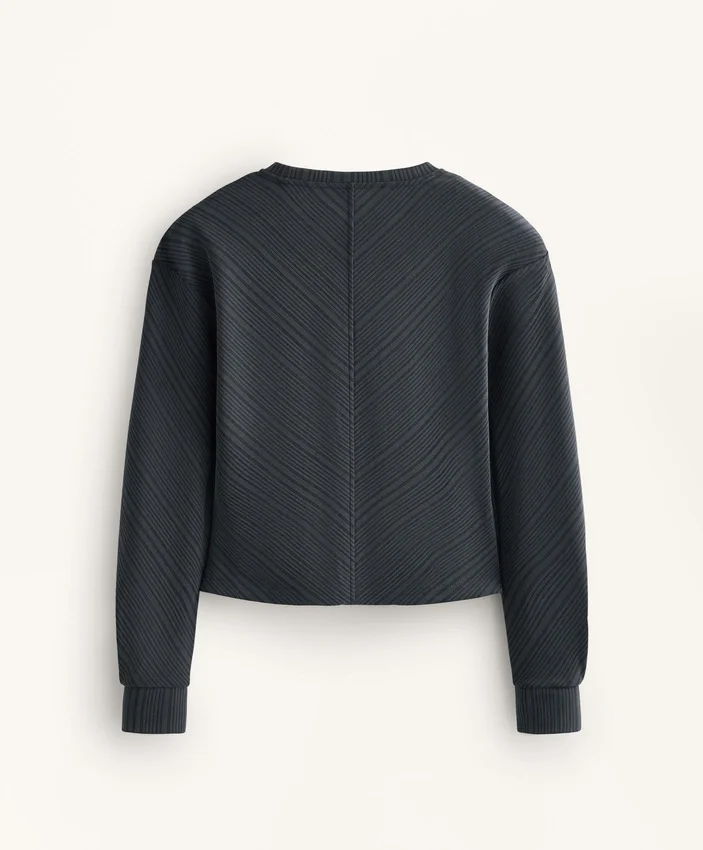 Asymmetric Stripe Sweatshirt with Modal Asymmetric Stripe Sweatshirt with Modal