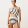 Asymmetric Striped Crochet Trikini