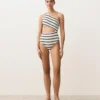Asymmetric Striped Crochet Trikini