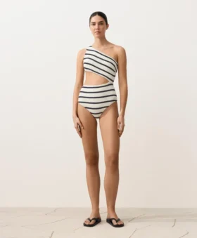 Asymmetric Striped Crochet Trikini