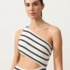 Asymmetric Striped Crochet Trikini