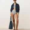 Asymmetric Striped Crochet Trikini