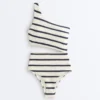 Asymmetric Striped Crochet Trikini