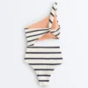 Asymmetric Striped Crochet Trikini