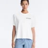 Boxy Cotton Blend T-Shirt with Slogan Boxy Cotton Blend T-Shirt with Slogan