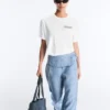 Boxy Cotton Blend T-Shirt with Slogan Boxy Cotton Blend T-Shirt with Slogan