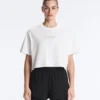 Boxy Cropped Cotton Blend Slogan T-Shirt Boxy Cropped Cotton Blend Slogan T-Shirt