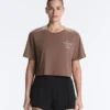 Boxy Cropped Cotton Blend Slogan T-Shirt Boxy Cropped Cotton Blend Slogan T-Shirt