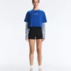 Boxy Cropped Cotton Blend Slogan T-Shirt Boxy Cropped Cotton Blend Slogan T-Shirt