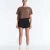 Boxy Cropped Cotton Blend Slogan T-Shirt Boxy Cropped Cotton Blend Slogan T-Shirt