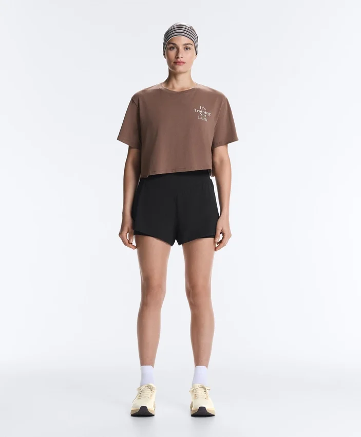 Boxy Cropped Cotton Blend Slogan T-Shirt Boxy Cropped Cotton Blend Slogan T-Shirt