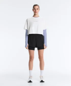 Boxy Cropped Cotton Blend Slogan T-Shirt