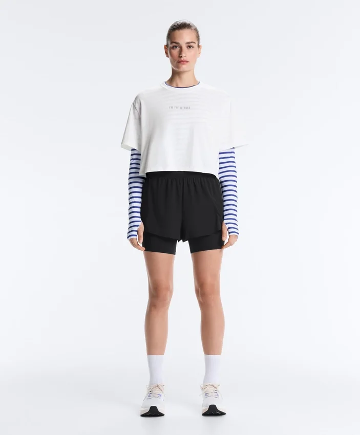 Boxy Cropped Cotton Blend Slogan T-Shirt Boxy Cropped Cotton Blend Slogan T-Shirt