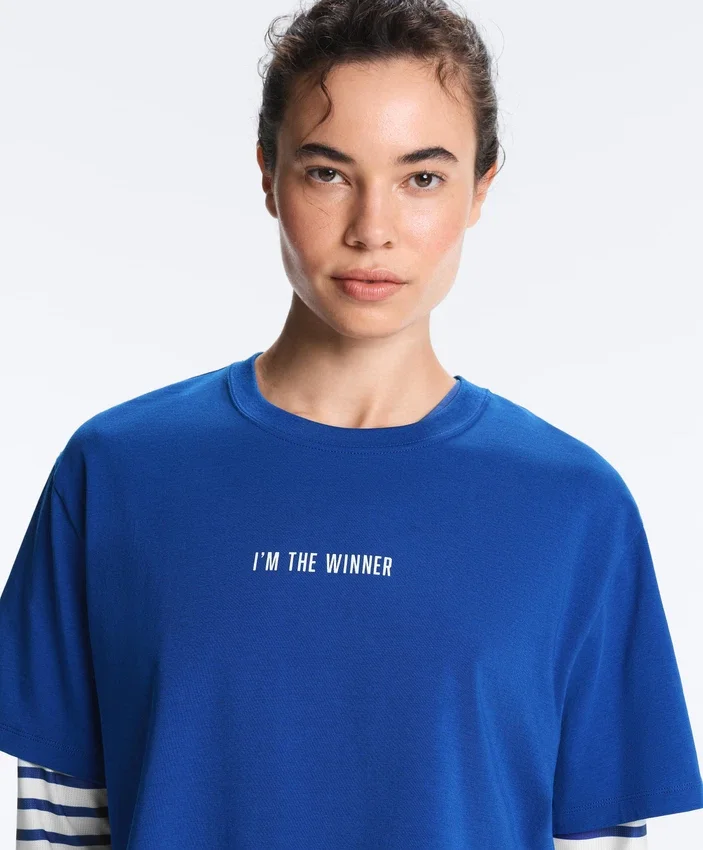 Boxy Cropped Cotton Blend Slogan T-Shirt Boxy Cropped Cotton Blend Slogan T-Shirt
