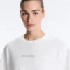 Boxy Cropped Cotton Blend Slogan T-Shirt Boxy Cropped Cotton Blend Slogan T-Shirt