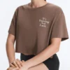Boxy Cropped Cotton Blend Slogan T-Shirt Boxy Cropped Cotton Blend Slogan T-Shirt