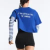 Boxy Cropped Cotton Blend Slogan T-Shirt Boxy Cropped Cotton Blend Slogan T-Shirt