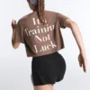 Boxy Cropped Cotton Blend Slogan T-Shirt Boxy Cropped Cotton Blend Slogan T-Shirt