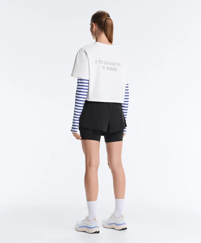 Boxy Cropped Cotton Blend Slogan T-Shirt Boxy Cropped Cotton Blend Slogan T-Shirt
