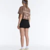 Boxy Cropped Cotton Blend Slogan T-Shirt Boxy Cropped Cotton Blend Slogan T-Shirt