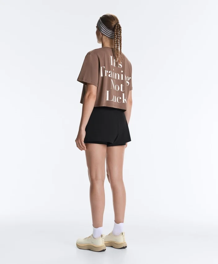 Boxy Cropped Cotton Blend Slogan T-Shirt Boxy Cropped Cotton Blend Slogan T-Shirt