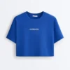 Boxy Cropped Cotton Blend Slogan T-Shirt Boxy Cropped Cotton Blend Slogan T-Shirt