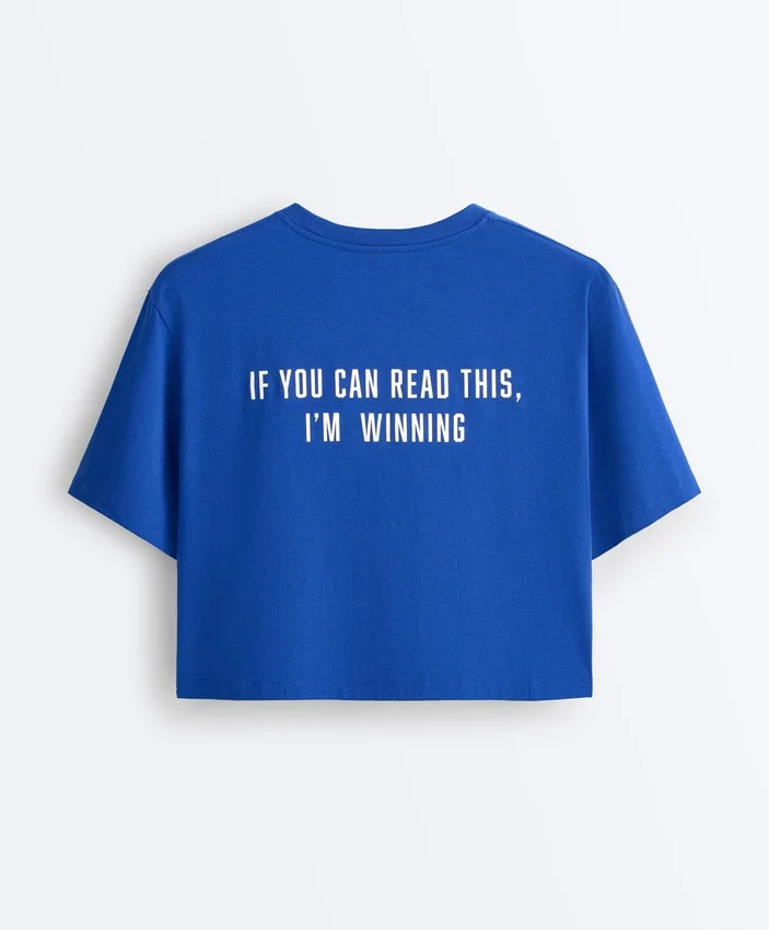 Boxy Cropped Cotton Blend Slogan T-Shirt Boxy Cropped Cotton Blend Slogan T-Shirt