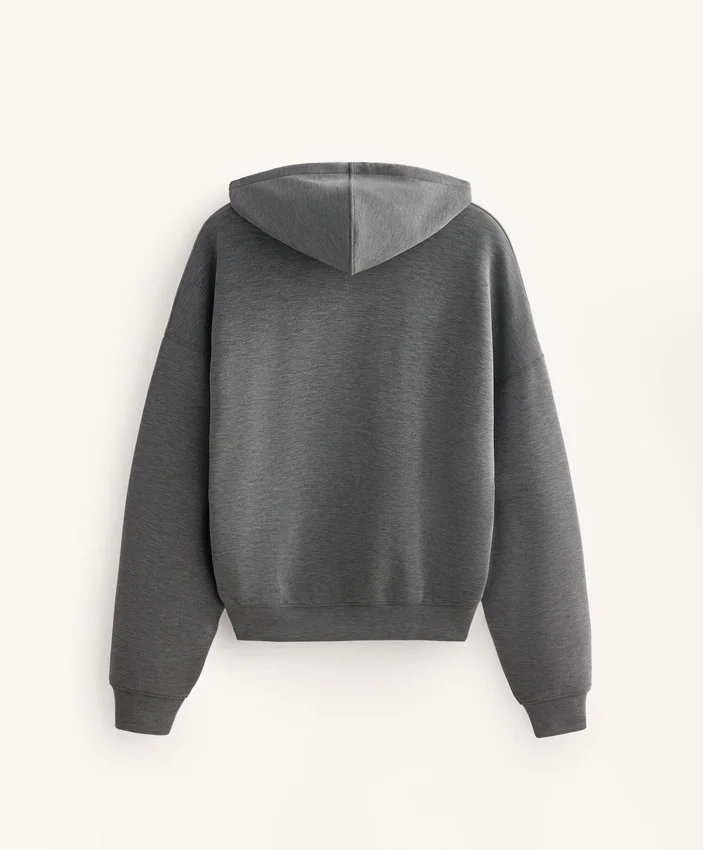 Boxy Hooded Sweatshirt with Brushed Modal Marl Boxy Hooded Sweatshirt with Brushed Modal Marl
