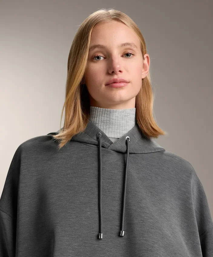Boxy Hooded Sweatshirt with Brushed Modal Marl Boxy Hooded Sweatshirt with Brushed Modal Marl