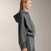 Boxy Hooded Sweatshirt with Brushed Modal Marl Boxy Hooded Sweatshirt with Brushed Modal Marl