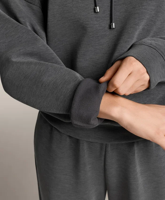 Boxy Hooded Sweatshirt with Brushed Modal Marl Boxy Hooded Sweatshirt with Brushed Modal Marl