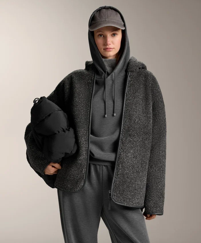 Boxy Hooded Sweatshirt with Brushed Modal Marl Boxy Hooded Sweatshirt with Brushed Modal Marl