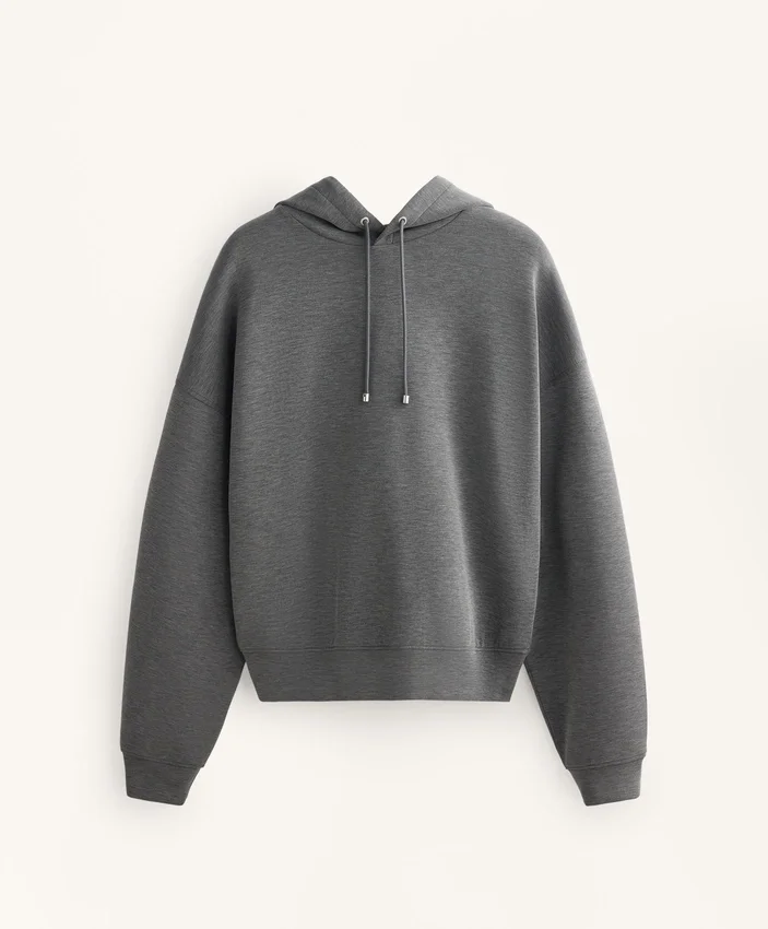 Boxy Hooded Sweatshirt with Brushed Modal Marl Boxy Hooded Sweatshirt with Brushed Modal Marl