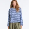 Boxy Long-Sleeved Stripe 100% Cotton T-Shirt Boxy Long-Sleeved Stripe 100% Cotton T-Shirt