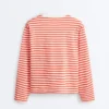 Boxy Long-Sleeved Stripe 100% Cotton T-Shirt Boxy Long-Sleeved Stripe 100% Cotton T-Shirt
