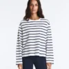 Boxy Oversize Striped Cotton Blend Long Sleeve T-Shirt Boxy Oversize Striped Cotton Blend Long Sleeve T-Shirt