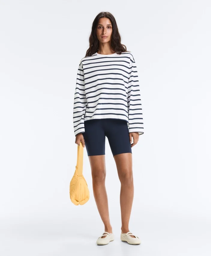 Boxy Oversize Striped Cotton Blend Long Sleeve T-Shirt Boxy Oversize Striped Cotton Blend Long Sleeve T-Shirt
