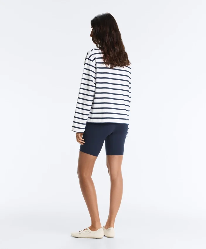 Boxy Oversize Striped Cotton Blend Long Sleeve T-Shirt Boxy Oversize Striped Cotton Blend Long Sleeve T-Shirt