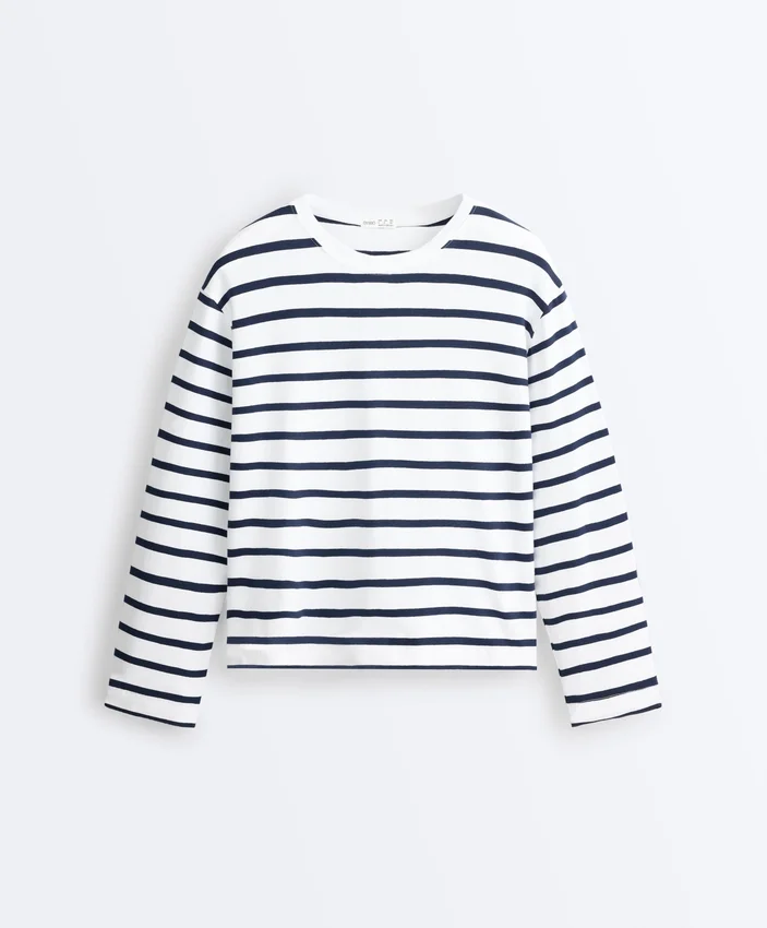 Boxy Oversize Striped Cotton Blend Long Sleeve T-Shirt Boxy Oversize Striped Cotton Blend Long Sleeve T-Shirt